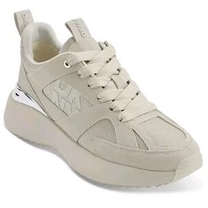 DKNY Women's Soft White Zofi Lace-Up Sneakers US 9.5 Shoes Comfort Fashion